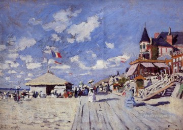 クロード・モネ Painting - トルヴィルのビーチの遊歩道 クロード・モネ